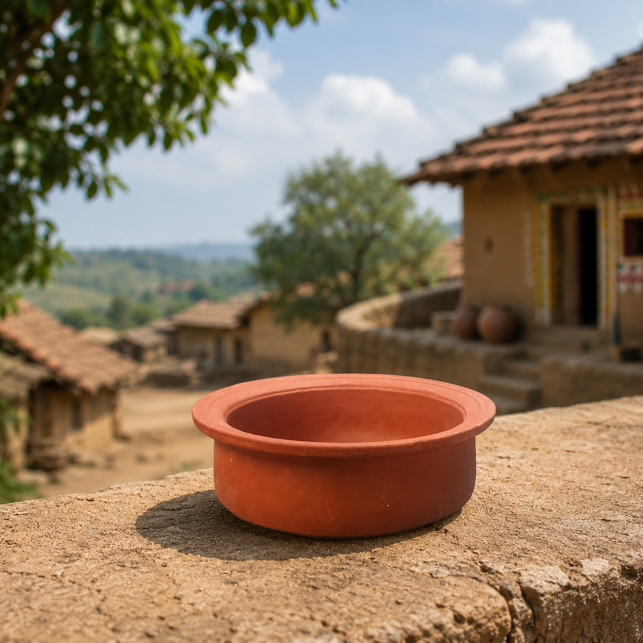 Organic Clay Pot 2 litres for Cooking - Handmade