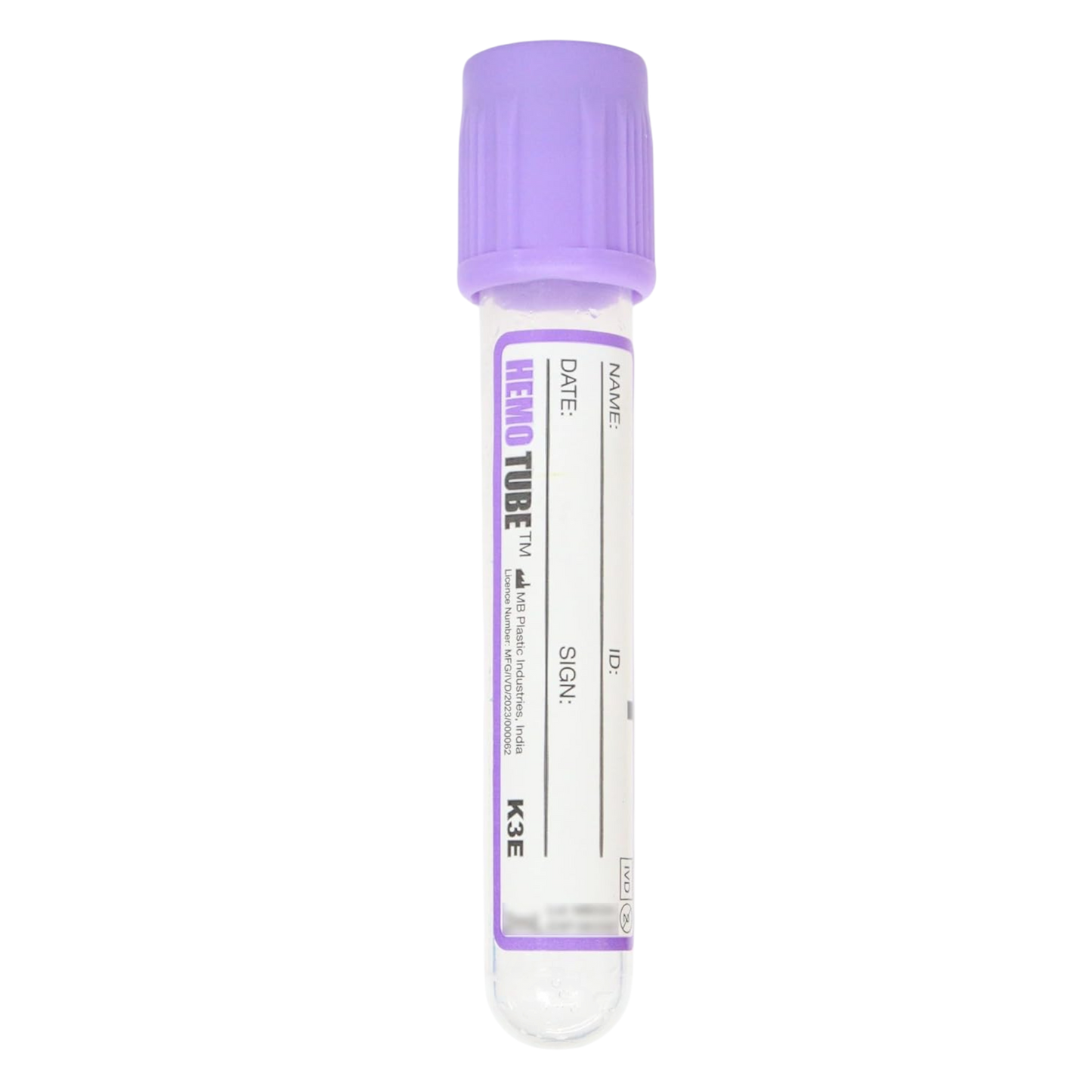 HEMO tube - Non-Vacuum Blood Collection Tube (K3 EDTA) (Qty-100)