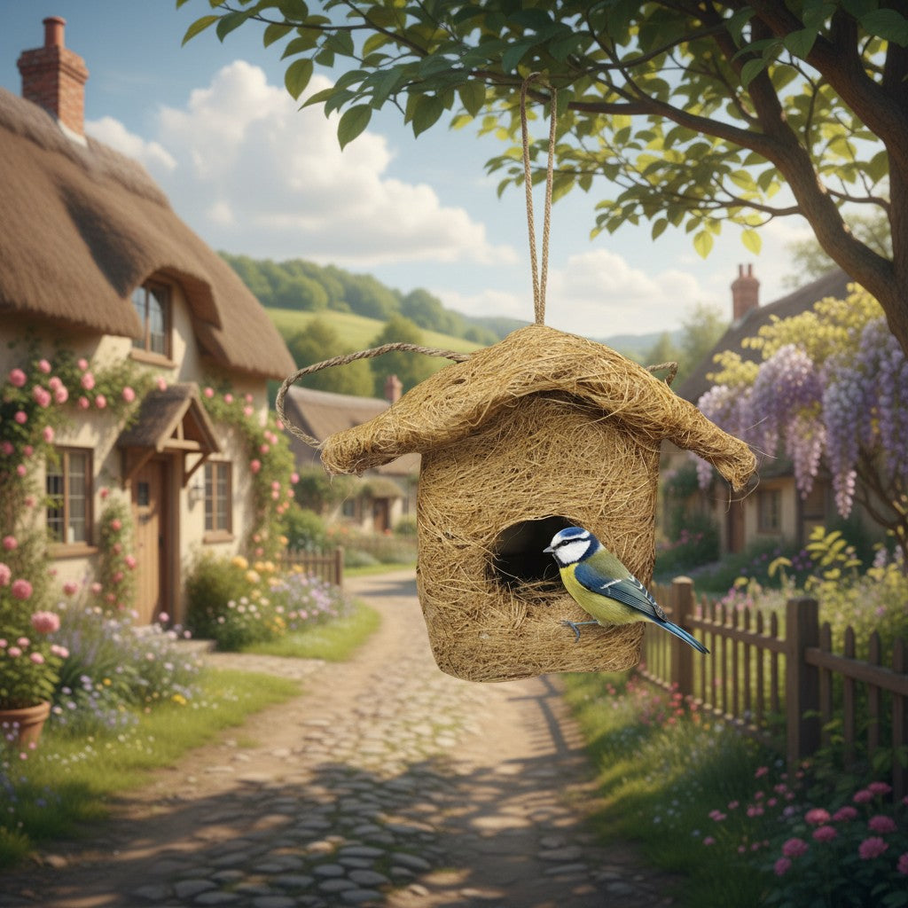 Handcrafted Natural Coconut Fiber Hanging Bird Nest House | Eco-Friendly Bird Shelter for Sparrows, Finches & Small Birds | Weather-Resistant Outdoor Bird Home for Garden, Balcony, Terrace & Backyard