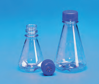 TARSONS - Sterile Erlenmeyer Cell Culture Flask, Baffled base, PC with Blue HDPE Vented Closure (445210).