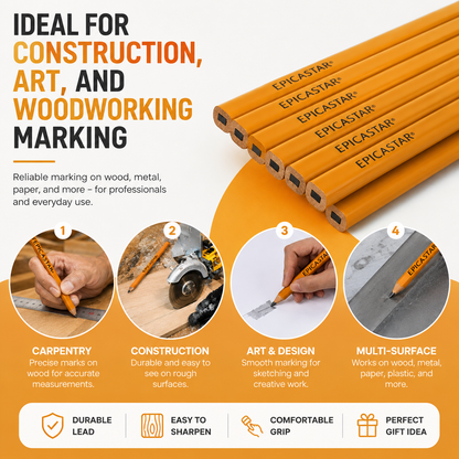 Epica - 12pcs Wood Working Pen, Carpenter Pencils (Code: 50247).