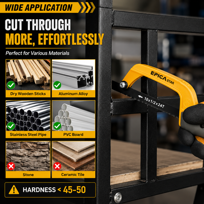 Mini Hacksaw Frame with Blade (CE-30389) | Heavy-Duty Hand Hacksaw for Metal, Plastic & PVC Cutting | Compact Lightweight Frame | Ergonomic Grip for DIY & Professional Use