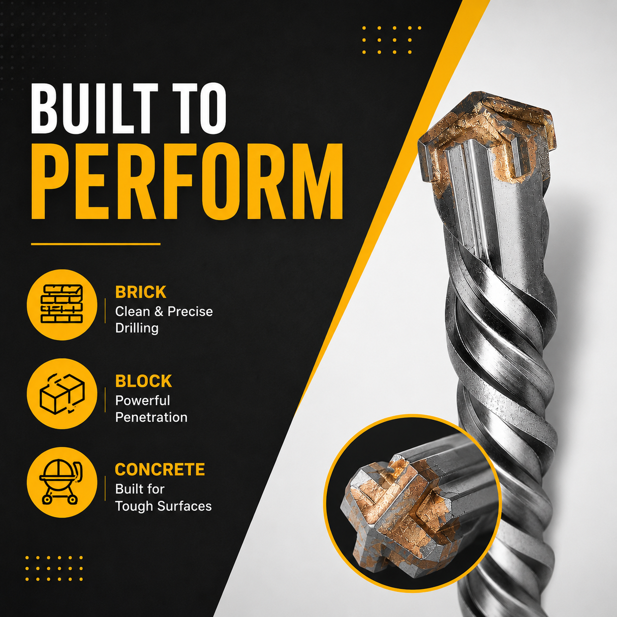 EPICA - 8 * 260 Hammer Drill Bit – Heavy-Duty Drill Bit for Concrete, Masonry, and Tough Materials (CE10417)