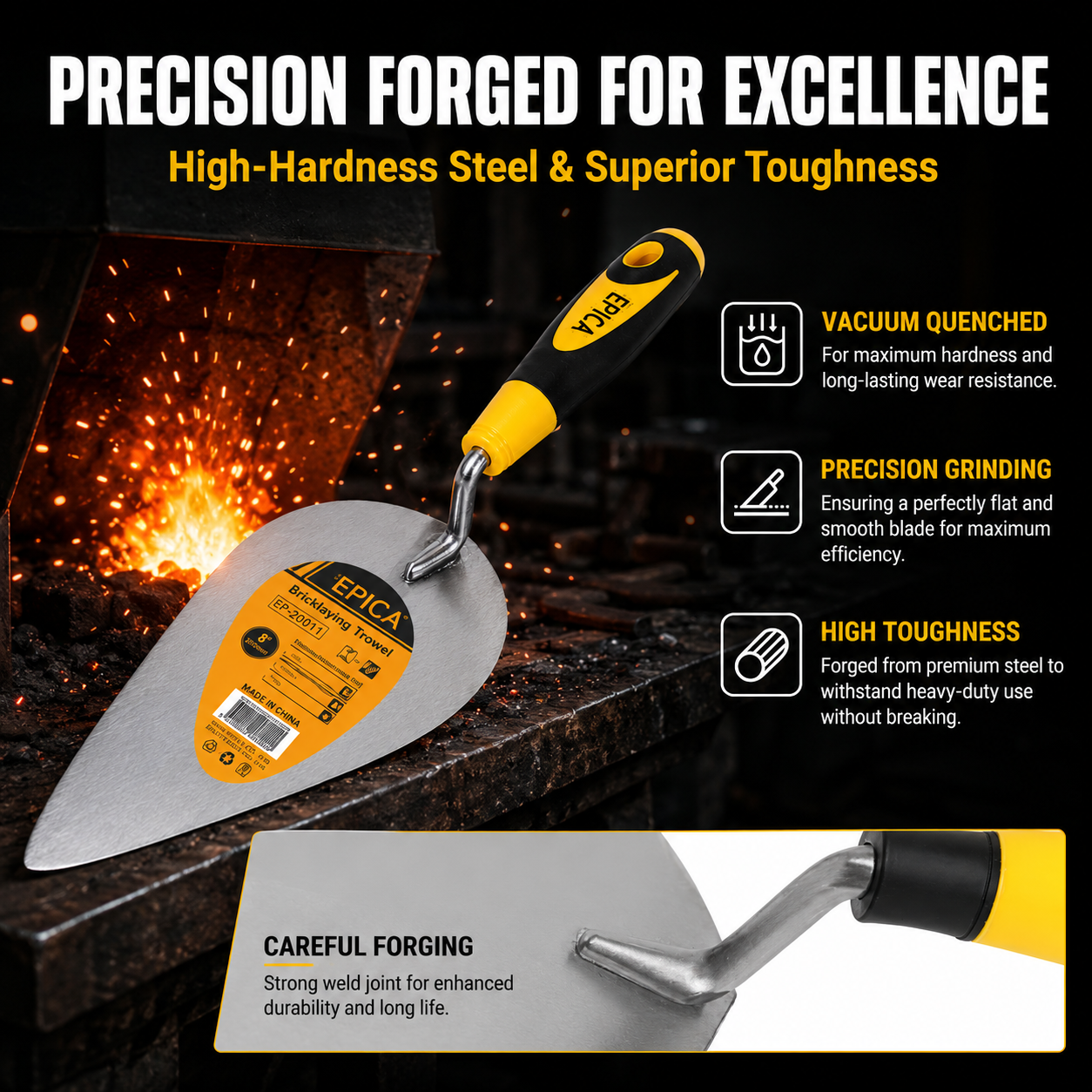 EPICA - Trowel Bricklaying Knife – Durable Tool for Masonry, Brickwork, and Construction Projects.