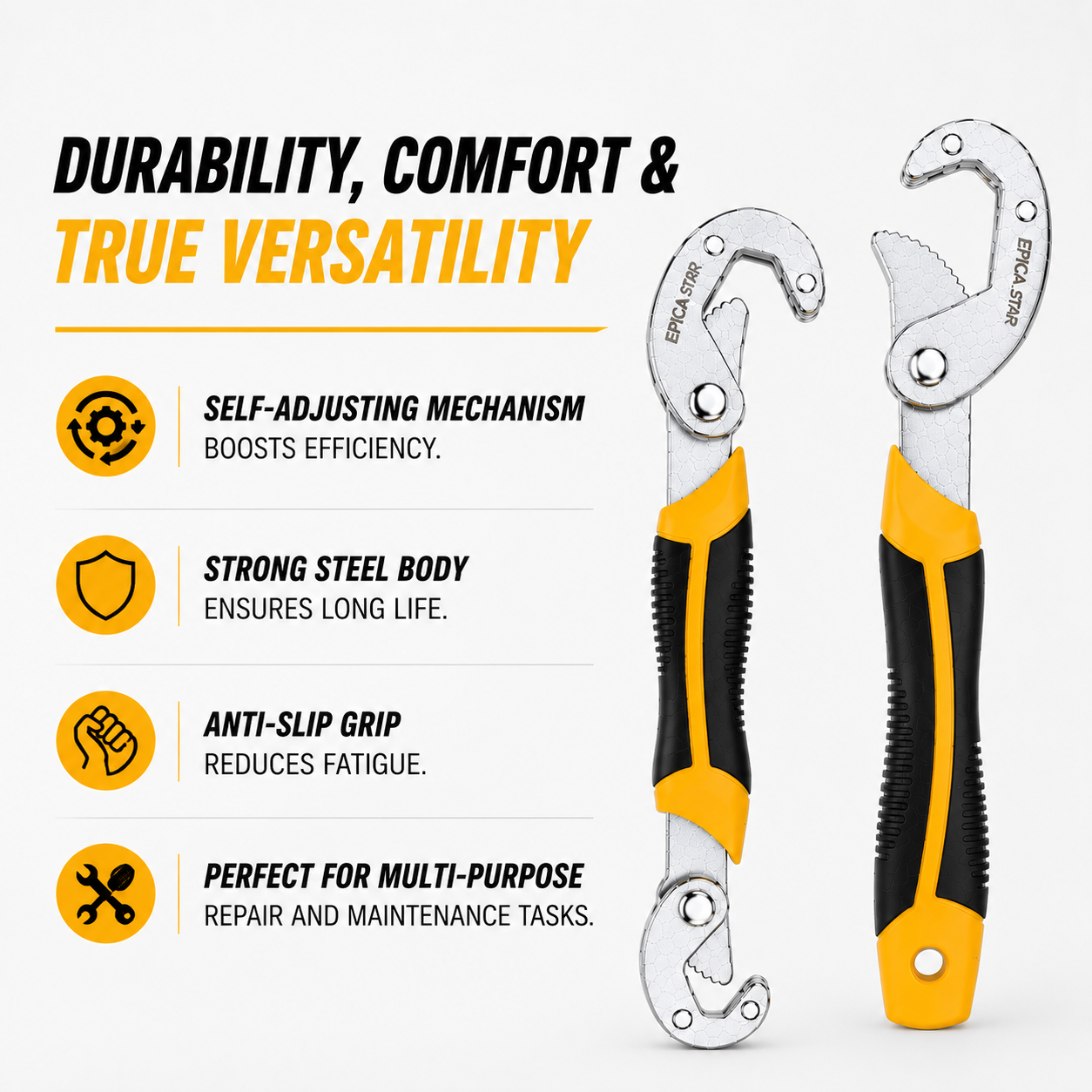 Universal Self-Adjusting Wrench Set (9-32mm & 23-45mm) | Multifunction Snap Grip Wrench | Heavy-Duty Chrome Vanadium Steel | Non-Slip Ergonomic Handle | Ideal for Plumbing, Automotive & Home Repairs