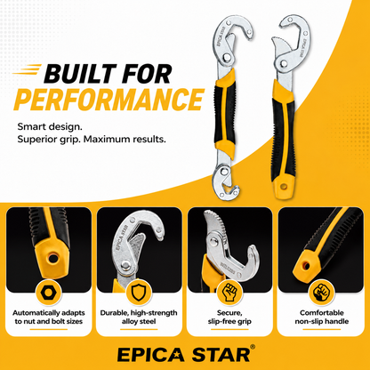 Universal Self-Adjusting Wrench Set (9-32mm & 23-45mm) | Multifunction Snap Grip Wrench | Heavy-Duty Chrome Vanadium Steel | Non-Slip Ergonomic Handle | Ideal for Plumbing, Automotive & Home Repairs
