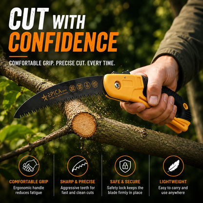 Folding Hand Pruning Saw 180mm Blade | Heavy-Duty Manual Folding Saw with Safety Lock | Sharp Triple-Cut Teeth | Portable Tree Branch Cutter for Gardening, Camping & Outdoor Use CE - 30373