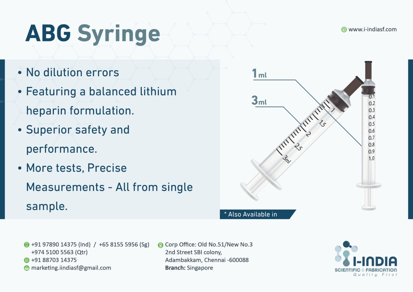 ABG Syringe 3ml (Pack of 100)