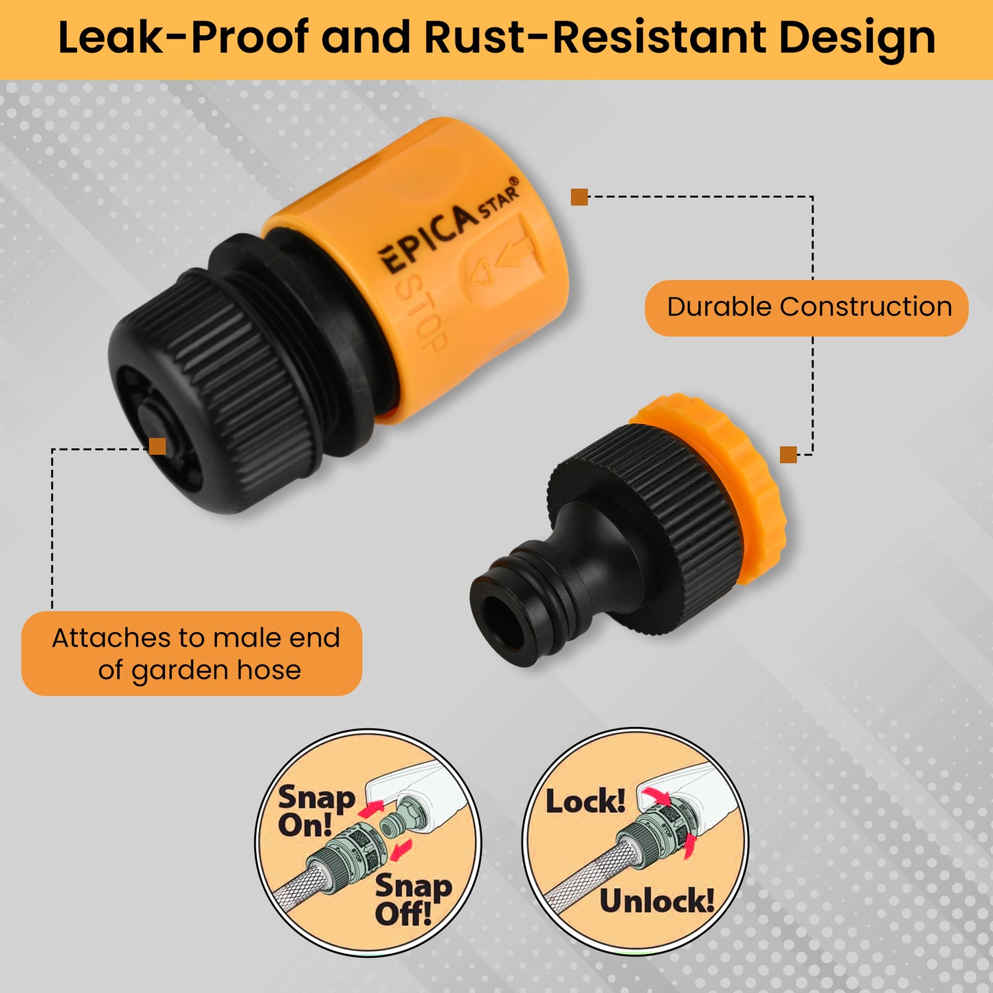 Hose Quick Connectors Set (3 Pieces). ABS 1/2" - EP-60520