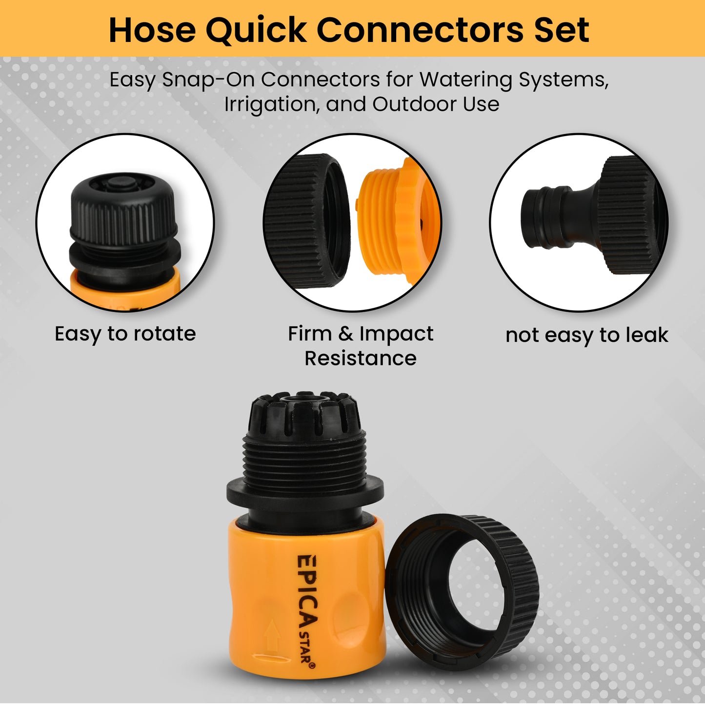 Hose Quick Connectors Set (3 Pieces). ABS 1/2" - EP-60520