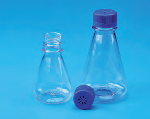 TARSONS - Sterile Erlenmeyer Cell Culture Flask, Flat base, PC with Blue HDPE Vented Closure (444210).