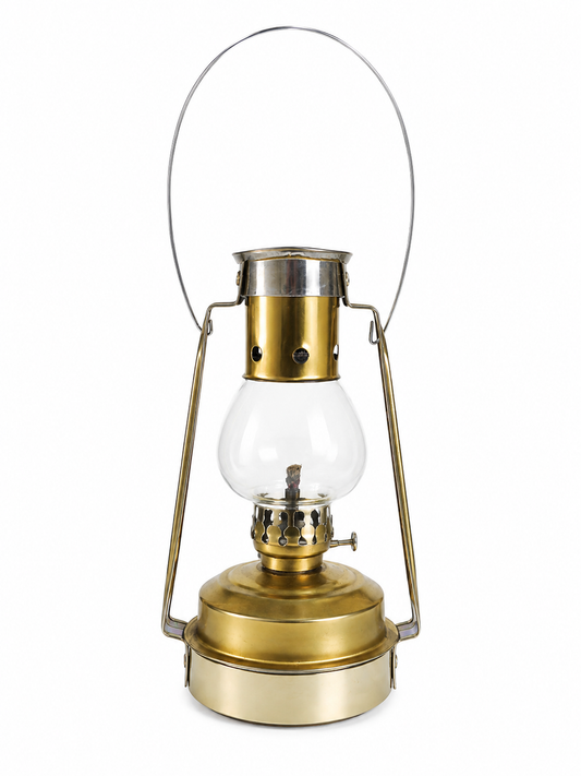 Vintage Brass Hurricane Lantern, Classic Oil Lamp for Home, Camping & Decor