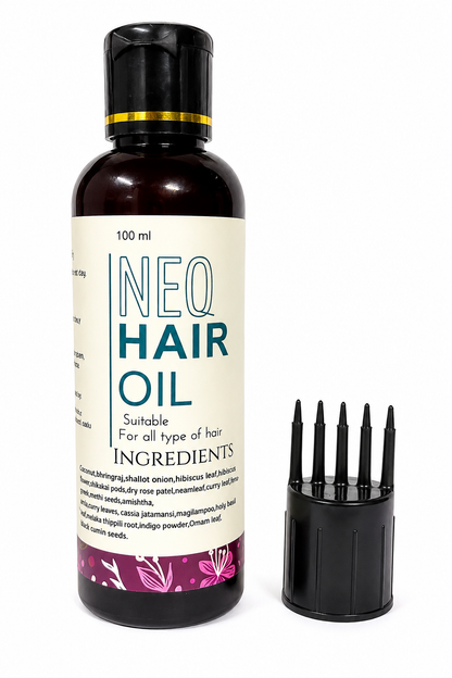 NEO Hair Oil | 100ml Herbal Hair Oil for Growth, Fall Control & Stronger | Enriched with Bhringraj, Hibiscus, Amla, Shikakai, Curry Leaves & Black Cumin