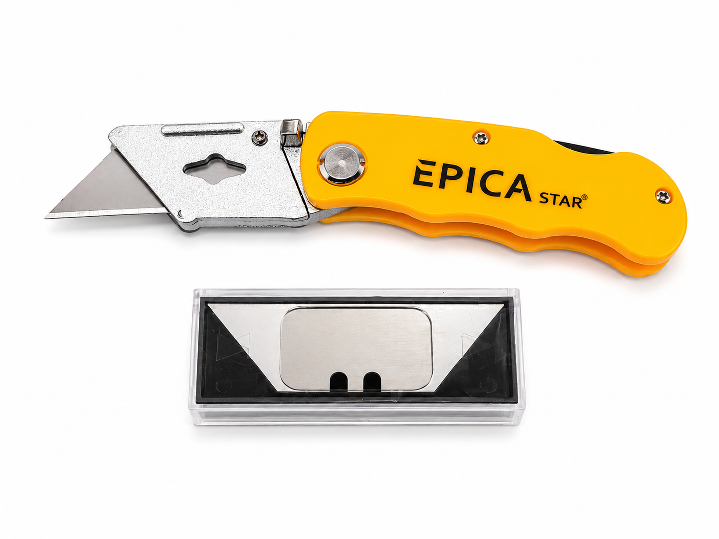 Utility Knife with 6 Replacement Blades|Foldable Heavy Duty Box Cutter|Zinc Alloy Body|Quick Blade Change|Retractable Multipurpose Cutter for Cardboard, Plastic, Leather, Carpet, Rope&DIY Use(EP10076)