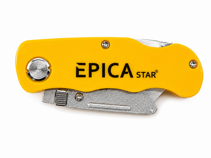 Utility Knife with 6 Replacement Blades|Foldable Heavy Duty Box Cutter|Zinc Alloy Body|Quick Blade Change|Retractable Multipurpose Cutter for Cardboard, Plastic, Leather, Carpet, Rope&DIY Use(EP10076)