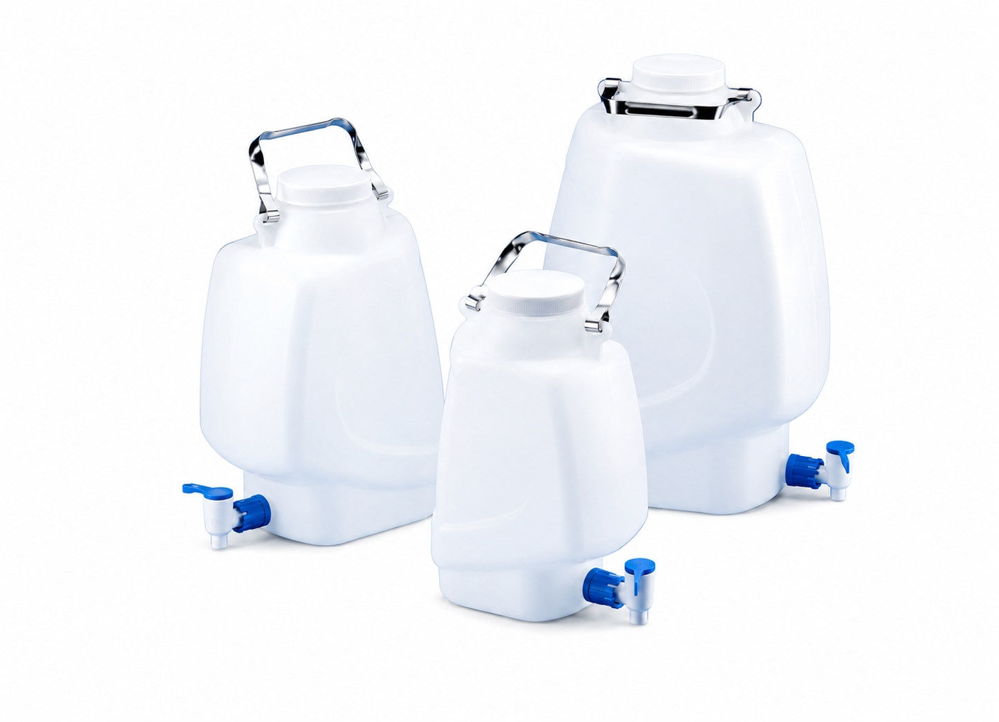 TARSONS - Rectangular HDPE Carboy with white PP closure and stopcock (683241B).