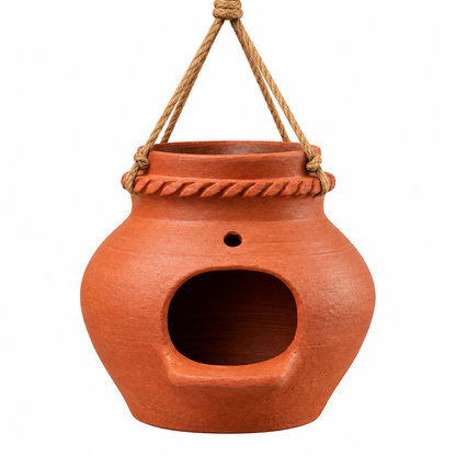 Natural Clay Bird Nest, Temperature Regulating Bird Cage Breeding Nest Outdoor Hanging Bird House for Budgies, Love Birds, Sparrows, Parakeets nest.