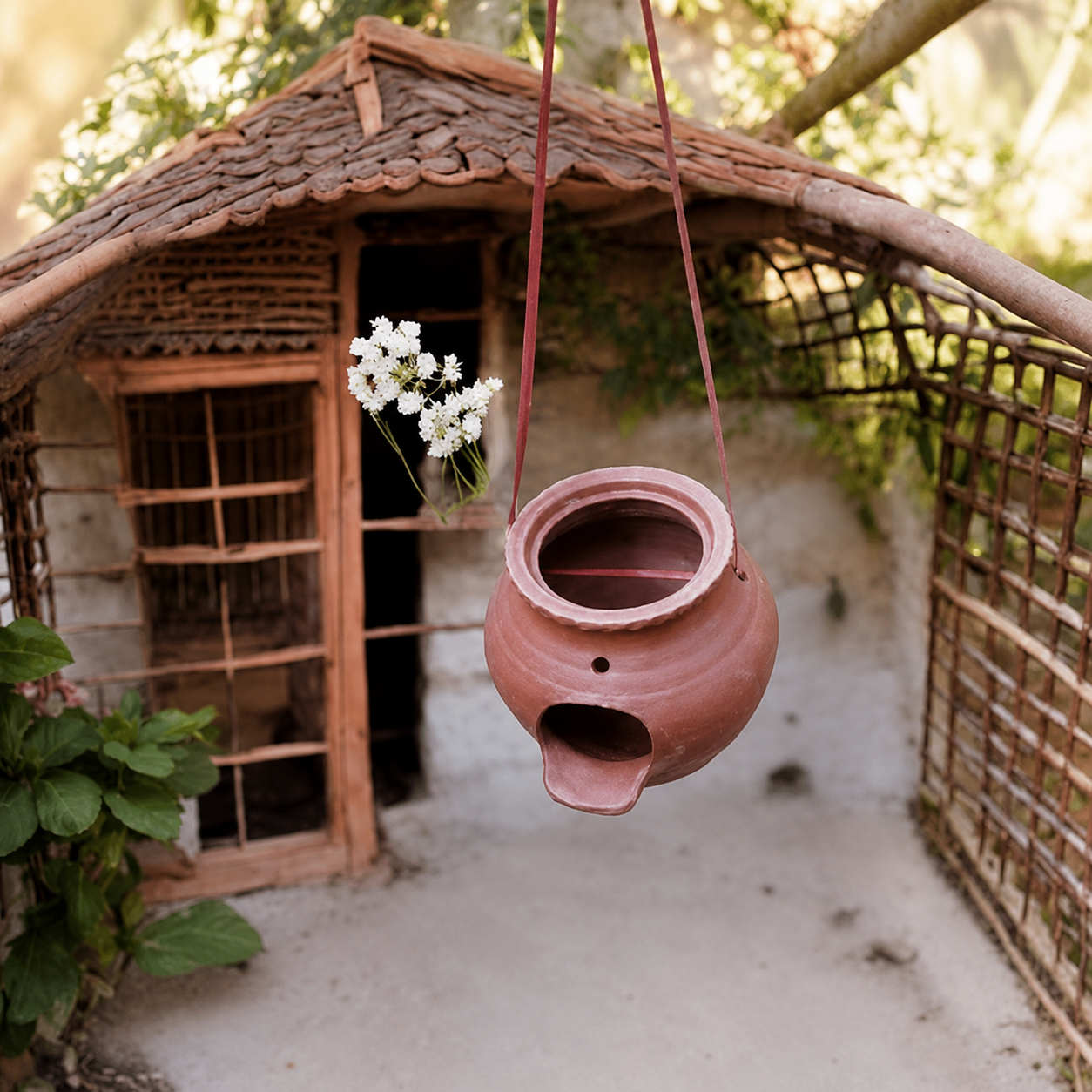 Natural Clay Bird Nest, Temperature Regulating Bird Cage Breeding Nest Outdoor Hanging Bird House for Budgies, Love Birds, Sparrows, Parakeets nest.