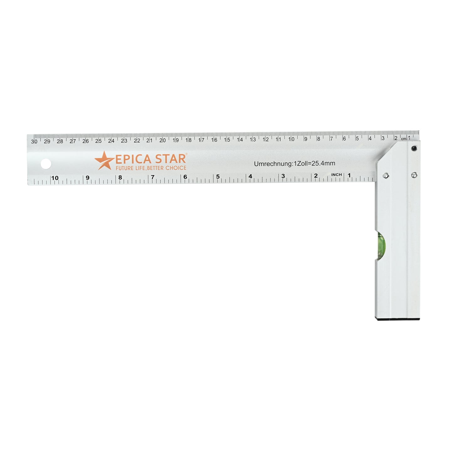 12-Inch Tri-Square Aluminum Ruler (CE60022) | Right Angle Measuring Tool with Spirit Level | Metric & Inch Scale | Heavy-Duty Aluminum | Ideal for Carpentry, Engineering & Drafting