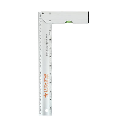 12-Inch Tri-Square Aluminum Ruler (CE60022) | Right Angle Measuring Tool with Spirit Level | Metric & Inch Scale | Heavy-Duty Aluminum | Ideal for Carpentry, Engineering & Drafting