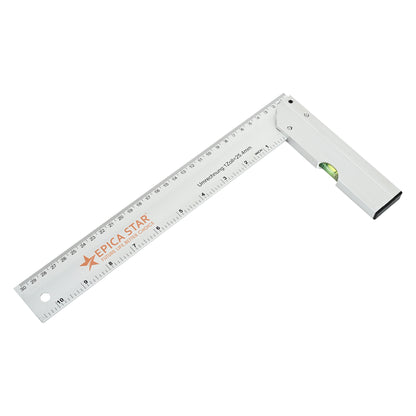 12-Inch Tri-Square Aluminum Ruler (CE60022) | Right Angle Measuring Tool with Spirit Level | Metric & Inch Scale | Heavy-Duty Aluminum | Ideal for Carpentry, Engineering & Drafting