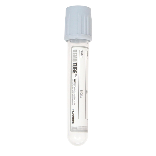 Hemotube Fluoride Tube Non Vacuum Blood Collection Tube - 4ml Pack of 100 Pieces.