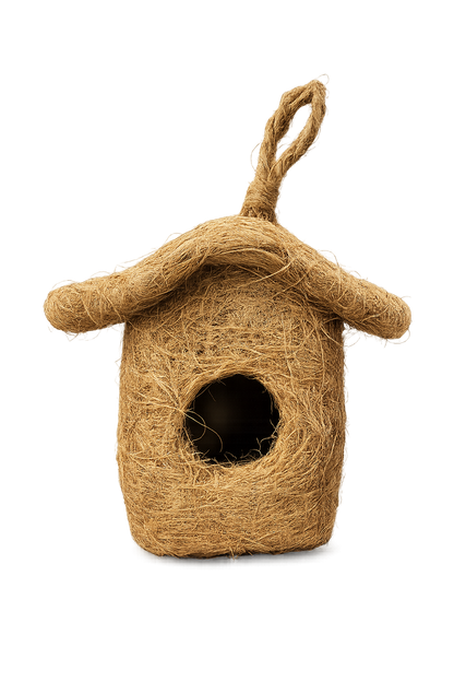 Handcrafted Natural Coconut Fiber Hanging Bird Nest House | Eco-Friendly Bird Shelter for Sparrows, Finches & Small Birds | Weather-Resistant Outdoor Bird Home for Garden, Balcony, Terrace & Backyard