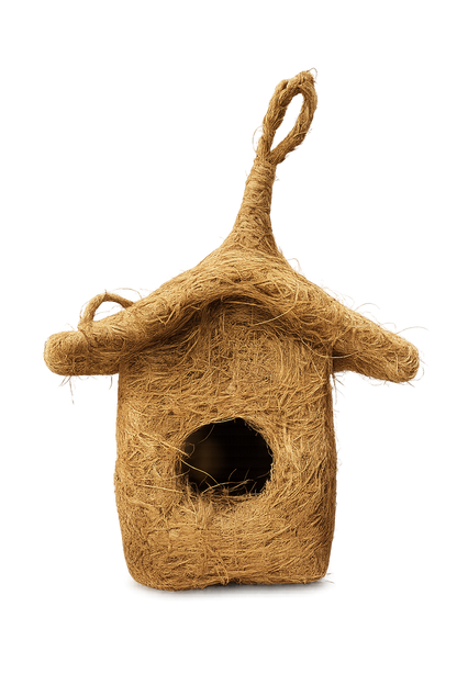 Handcrafted Natural Coconut Fiber Hanging Bird Nest House | Eco-Friendly Bird Shelter for Sparrows, Finches & Small Birds | Weather-Resistant Outdoor Bird Home for Garden, Balcony, Terrace & Backyard