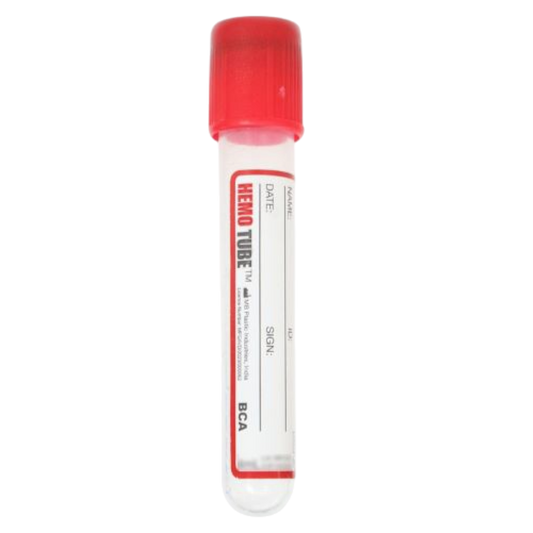 Hemotube Clot Activator Non Vacuum Blood Collection Tube - 4ml Pack of 100 Pieces.