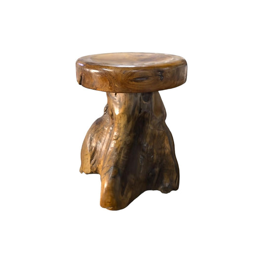 Teak Wooden Heavy Stool for Indoors and Outdoors - Made in Single Wood - Imported.