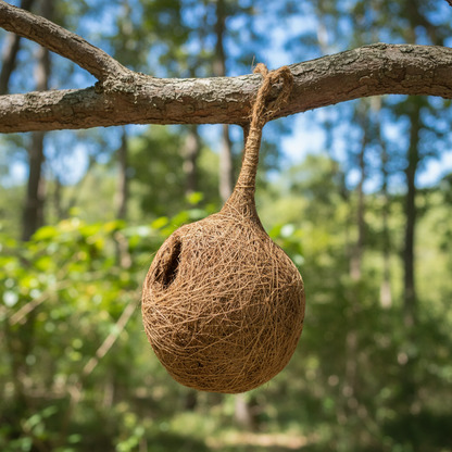 Handcrafted Natural Hanging Bird Nest | Eco-Friendly Coconut Fiber Bird House for Sparrows, Finches & Small Birds | Weather Resistant Outdoor Nest for Garden, Balcony, Terrace & Backyard