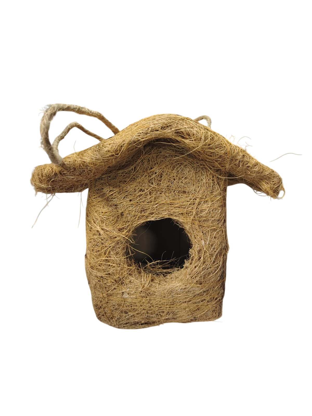 Handcrafted Natural Coconut Fiber Hanging Bird Nest House | Eco-Friendly Bird Shelter for Sparrows, Finches & Small Birds | Weather-Resistant Outdoor Bird Home for Garden, Balcony, Terrace & Backyard
