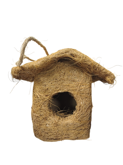 Handcrafted Natural Coconut Fiber Hanging Bird Nest House | Eco-Friendly Bird Shelter for Sparrows, Finches & Small Birds | Weather-Resistant Outdoor Bird Home for Garden, Balcony, Terrace & Backyard