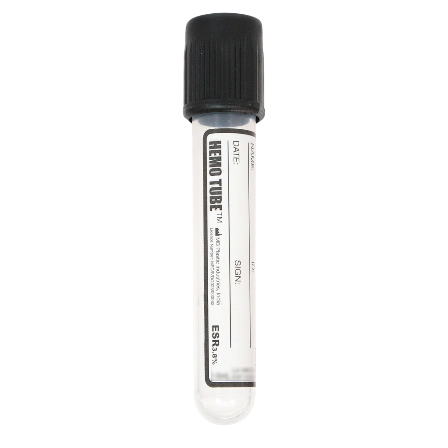 HEMO tube - Non Vacuum Blood Collection Tube (3.8% Sodium Citrate) (Qty-100)
