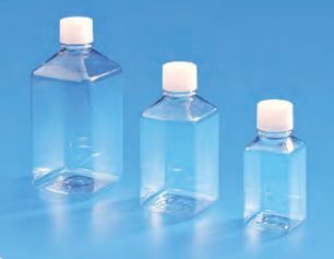 TARSONS - Sterile Individually Packed Square Graduated Media Bottles, PET with white HDPE Closure, Single Wrap. (581620).