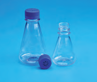 TARSONS - Sterile Erlenmeyer Cell Culture Flask flat base, PETG with Blue HDPE Vented closure (444010).