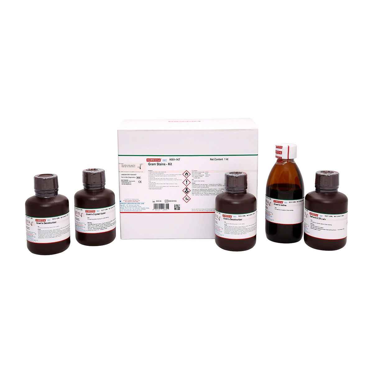 HiMedia - Gram Stains - Kit (contains S012, S032, S013 and S027 or S038) (K001-1 KT).