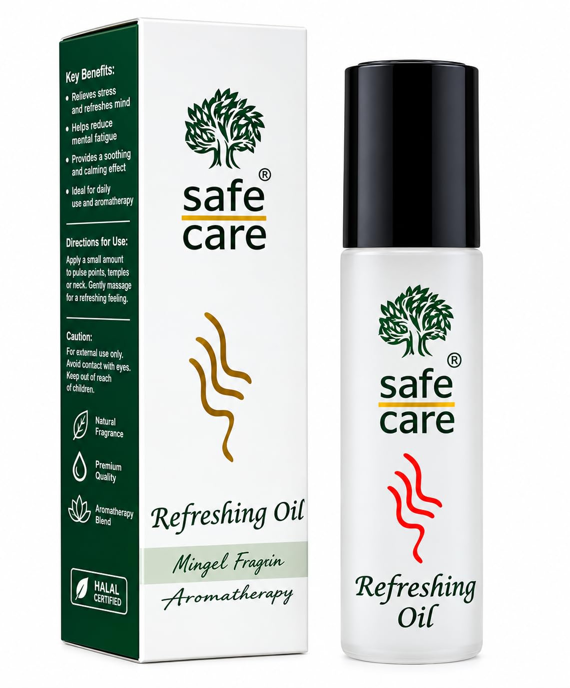 Safe Care Refreshing Oil | Aromatherapy Roll-On Oil for Headache, Cold, Motion Sickness & Insect Bites | Dermatologically Tested | 10ml - Indonesia