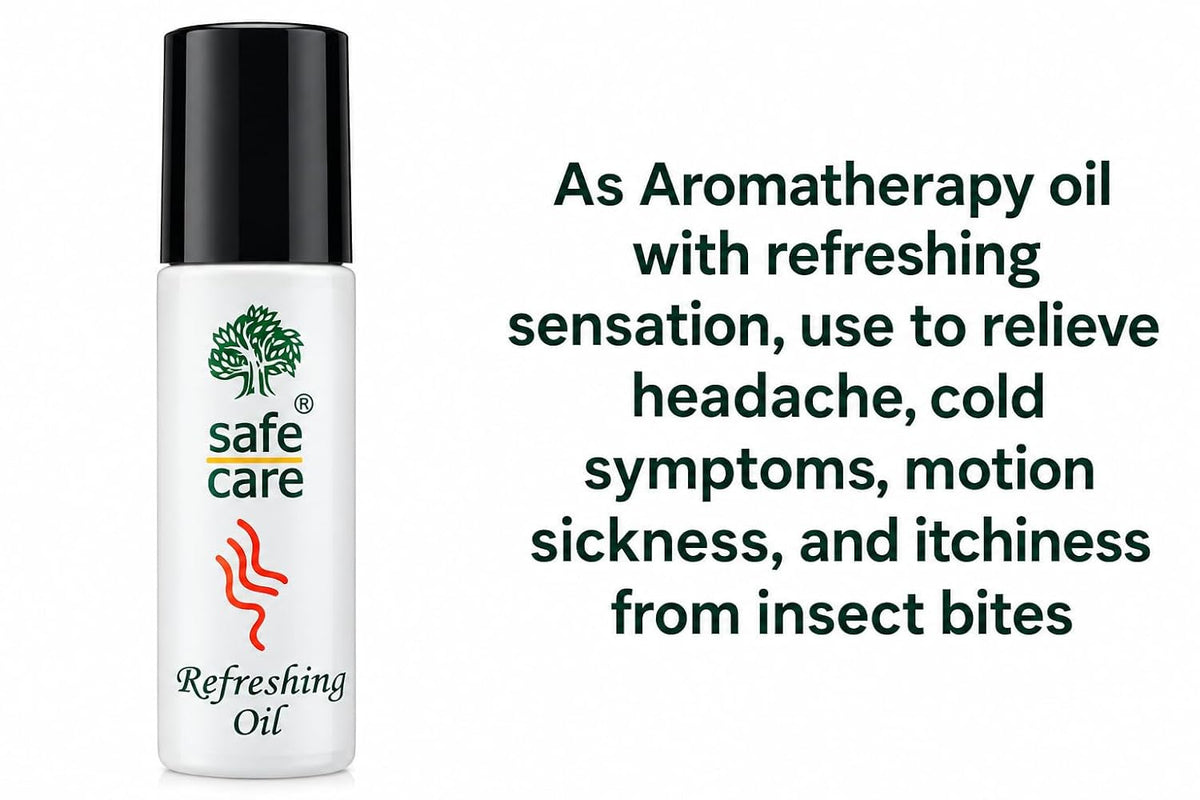 Safe Care Refreshing Oil | Aromatherapy Roll-On Oil for Headache, Cold, Motion Sickness & Insect Bites | Dermatologically Tested | 10ml - Indonesia