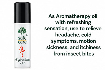 Safe Care Refreshing Oil | Aromatherapy Roll-On Oil for Headache, Cold, Motion Sickness & Insect Bites | Dermatologically Tested | 10ml - Indonesia