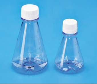 TARSONS - Sterile Erlenmeyer Cell Culture Flask baffled base, PETG with white HDPE closure (443010).